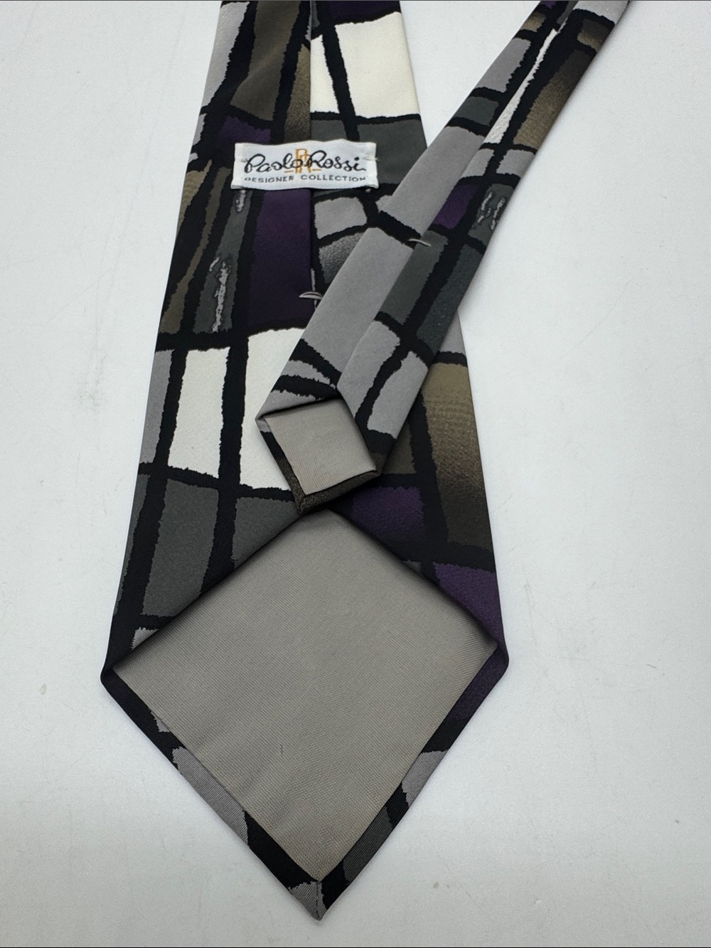 Gray & Purple Geometric Silk Tie - Men's Accessories # 0117